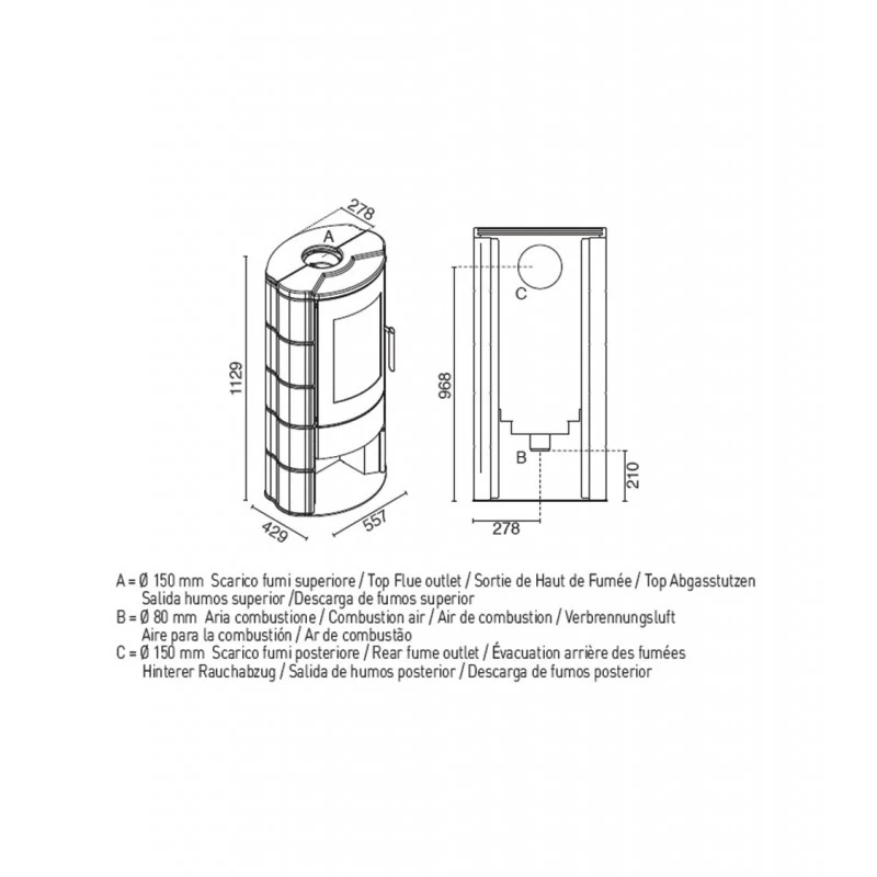 MARICA 8,1 Kw - Poêle à Bois Etanche EVA CALOR 8 MARICA 8,1 Kw - Poêle à Bois Etanche EVA CALOR – Image 6